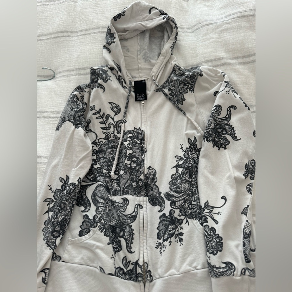 Zip-up hoodie, light weight, bought at urban outfitters